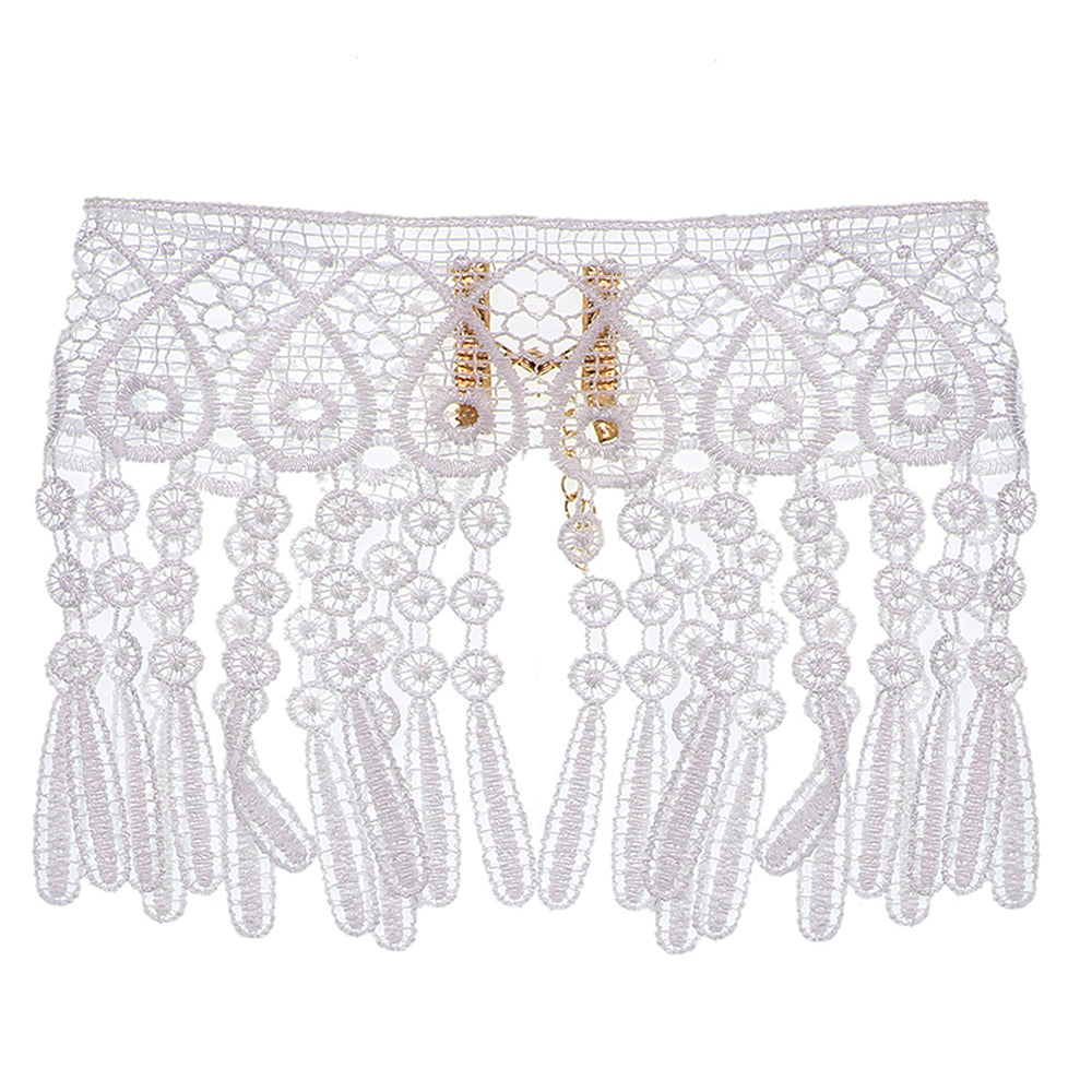 White Fringe Lace Choker Necklace