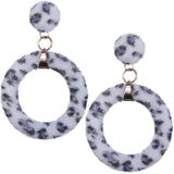 White Cheetah Faux Fur Hoop Earrings