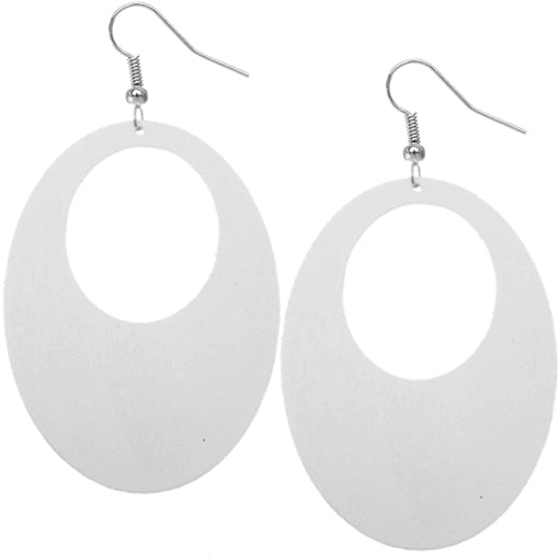 White Gigantic Oval Cutout Earrings