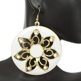 White Glossy Floral Dangle Earrings