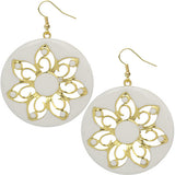 White Glossy Floral Dangle Earrings