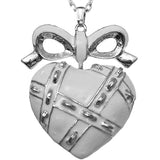 White Heart Bow Charm Necklace