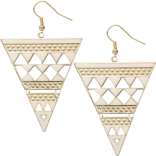 White Inverted Cutout Triangle Earrings