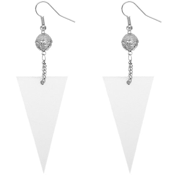 White Inverted Triangle Drop Chain Dangle Earrings
