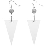 White Inverted Triangle Drop Chain Dangle Earrings
