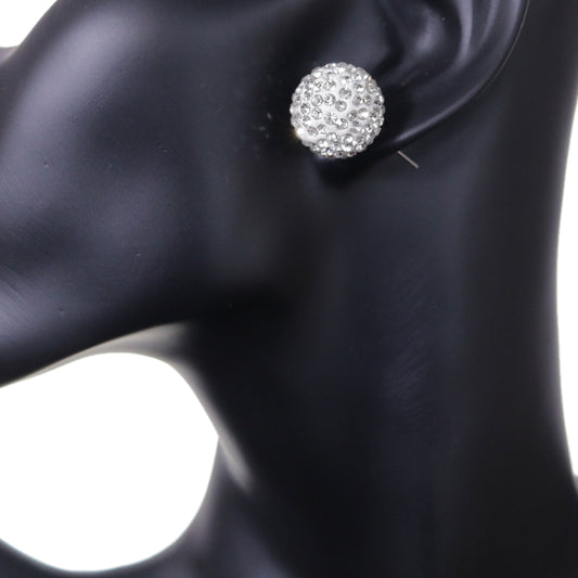 White Large Fireball Stud Earrings