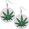 White Large Marijuana Leaf Wooden Earrings