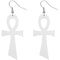 White Wooden Ankh Earrings