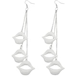 White Plucker Lips Earrings