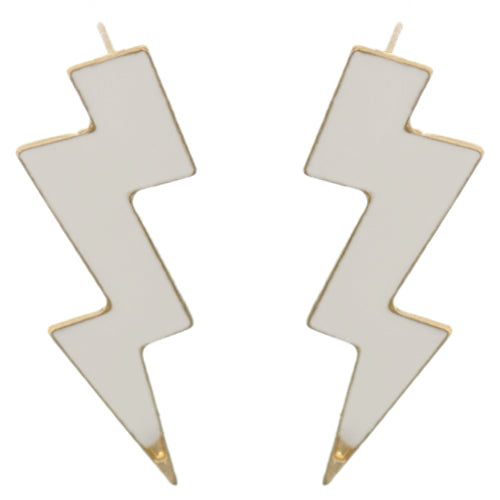 White thunderbolt earrings