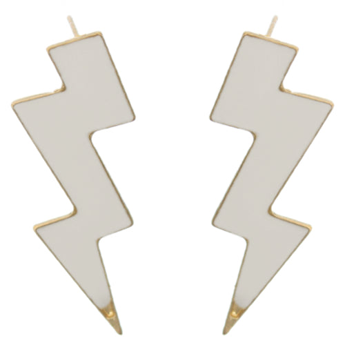 White thunderbolt earrings