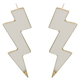 White thunderbolt earrings