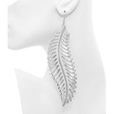 White Long Curvy Leaf Earrings