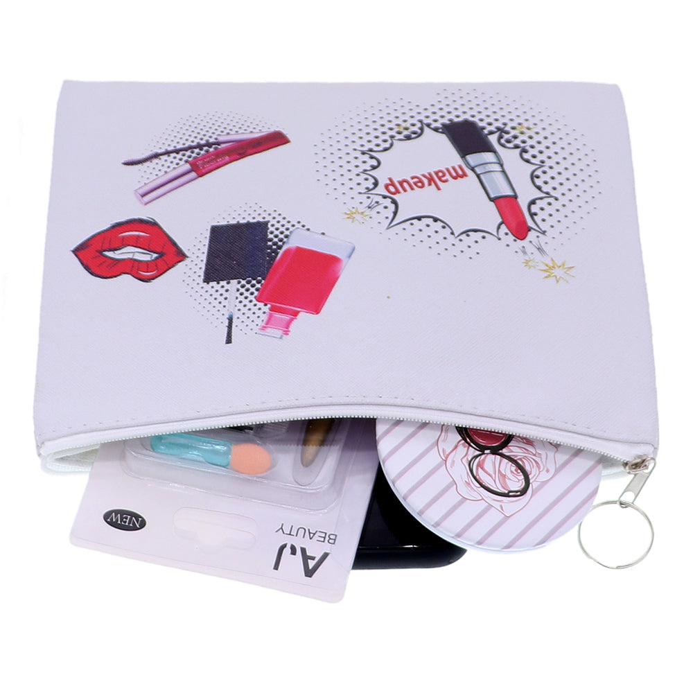 White Lipstick Keychain Makeup Cosmetic Bag
