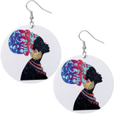 Multicolor Black Woman Wooden Earrings