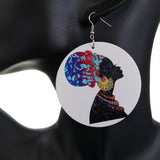 Multicolor Black Woman Wooden Earrings