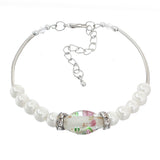 White Murano Faux Pearl Beaded Bracelet