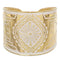 White Double-Sided Art Deco Metal Cuff Bracelet