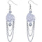 White Long Drop Chain Flower Earrings