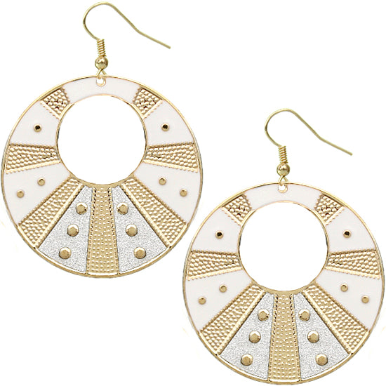 White Round Studded Glitter Earrings