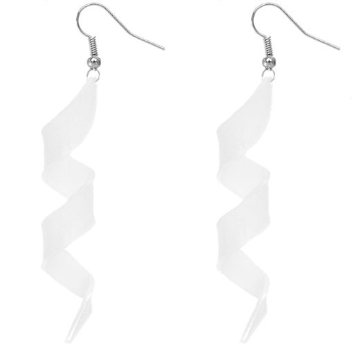 White Swirl Icicle Dangle Earrings
