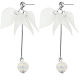 White Tulip Petal Dangle Earrings