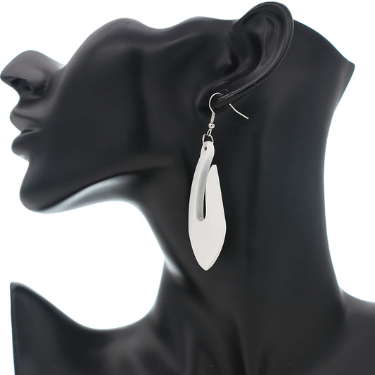 White Tribal Fishhook Design Wooden Earrings