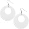 White Wooden Circular Roll Texture Dangle Earrings