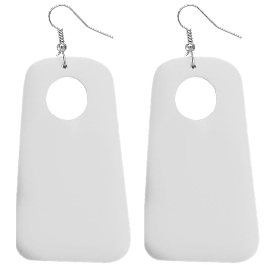 White Cutout Wooden Earrings