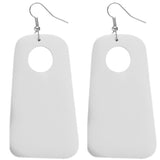 White Cutout Wooden Earrings