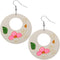 White Wooden Hand Painted Floral Earrings