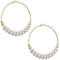 White Barbell Beaded Hoop Earrings