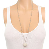 White Beaded Fireball Charm Chain Necklace