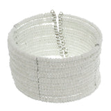 White Beaded Sequin Coil Cuff Bracelet
