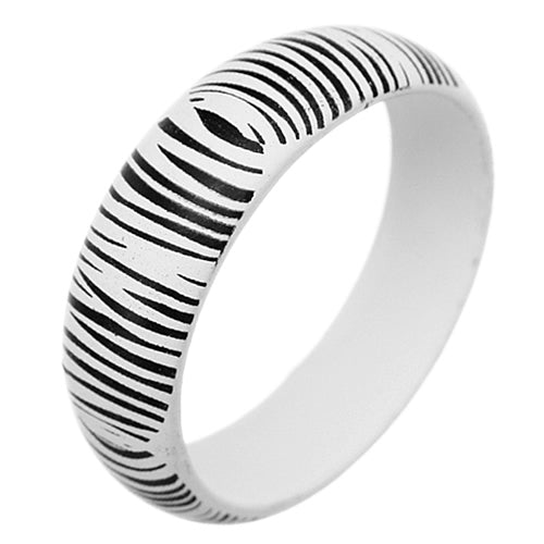 White Wooden Zebra Print Bangle Bracelet