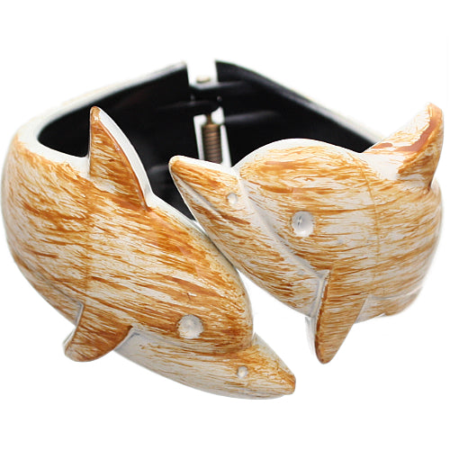 White Dolphin Textured Hinged Bracelet