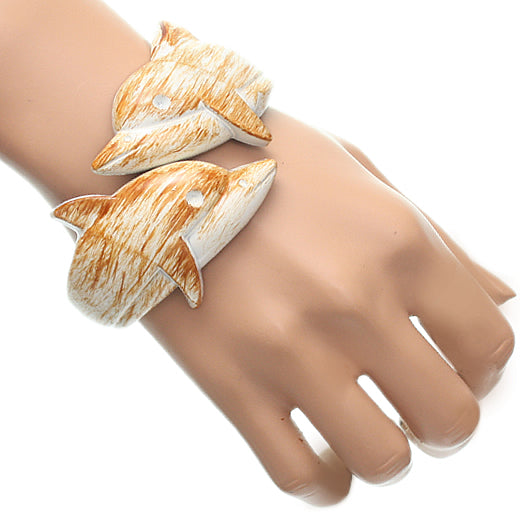 White Dolphin Textured Hinged Bracelet