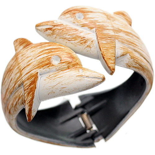 White Dolphin Textured Hinged Bracelet