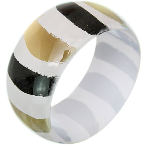 White Painted Striped Bangle Bracelet