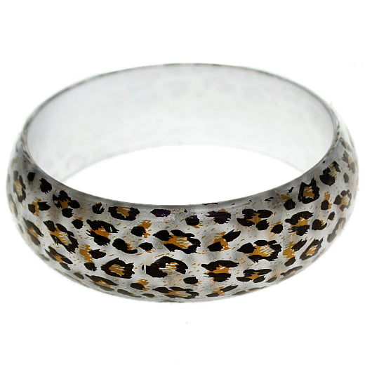White Cheetah Print Glossy Bangle Bracelet