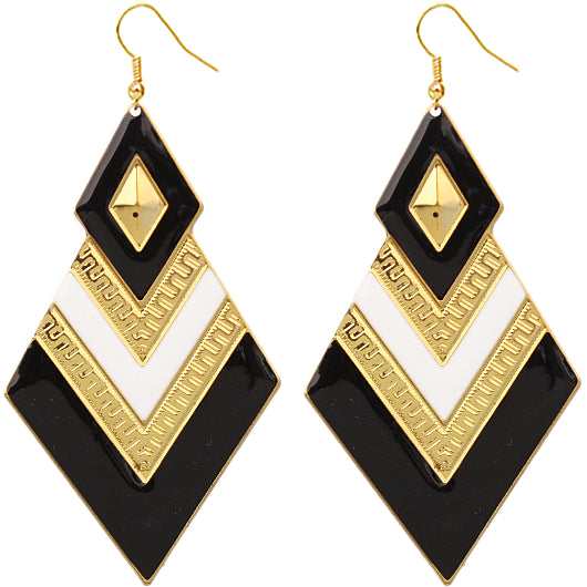 Black white chevron earrings