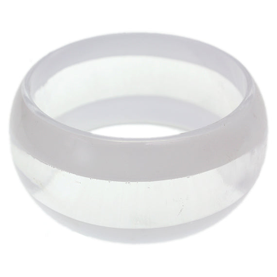 White Clear Striped Round Bangle Bracelet