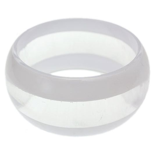 White Clear Striped Round Bangle Bracelet