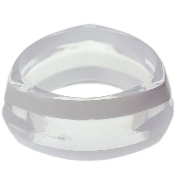 White Clear Striped Triangular Bangle Bracelet