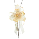 Beige Flower Fabric Chain Necklace Set