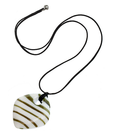 White Murano Cord Charm Necklace