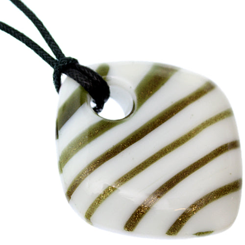 White Murano Cord Charm Necklace