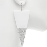 White Glitter Inverted Triangle Earrings