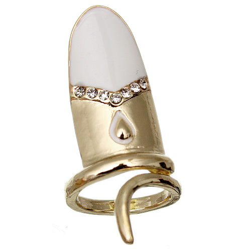 White Rhinestone Retro Mini Nail Ring