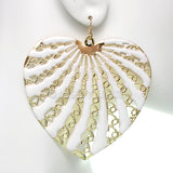 White Filigree Dangle Heart Earrings